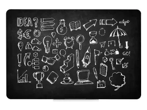 Designová bezrámová magnetická tabule Qboard s černým lakovaným povrchem.