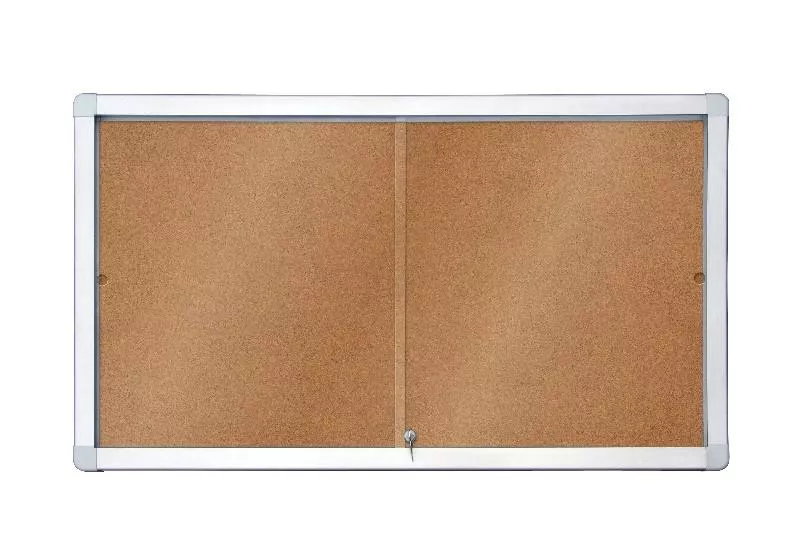 Topdrop – Horizontální interiérová korková vitrína s posuvnými dveřmi 141x70 mm (12xA4) 2x3 | Kancelářská technika od Topdrop.cz