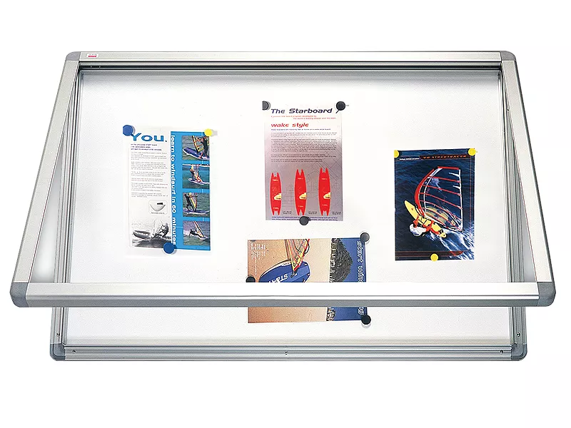 Topdrop – Vitrína s horizontálním otevíráním 150x100cm, magnet.vnitřek, mod.1 2x3 | Kancelářská technika od Topdrop.cz