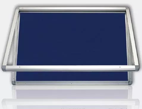 Topdrop – Exteriérová vitrína s horzontálním otevíráním a modrou filcovou výplní vel. 4xA4 2x3 | Kancelářská technika od Topdrop.cz