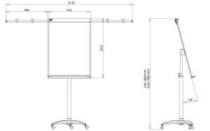 Topdrop – Kvalitní designový mobilní flipchart s červenými doplňky. Magnetická tabule rozměru 70x100 cm s lakovaným povrchem, s pevným náklonem 15° . 2x3 | Kancelářská technika od Topdrop.cz