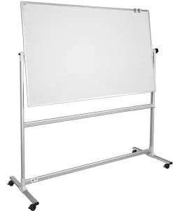 Magnetická oboustranná tabule v rámu UKF s horizontálním otáčením na mobilním stojanu. Lakovaný povrch.