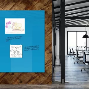 Topdrop – Magnetická skleněná tabule 200 x 100 cm se skrytou montáží v barvě modrá ceolin. ARTA | Kancelářská technika od Topdrop.cz